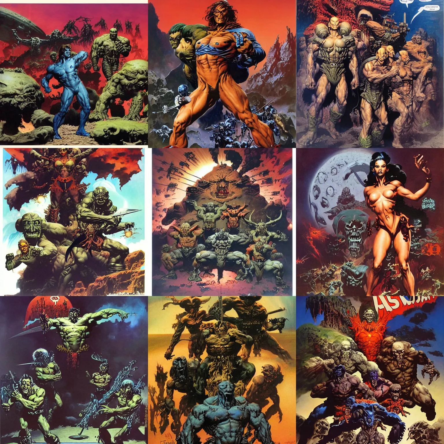 Prompt: asimovs foundation by frank frazetta, ken kelly, simon bisley, richard corben