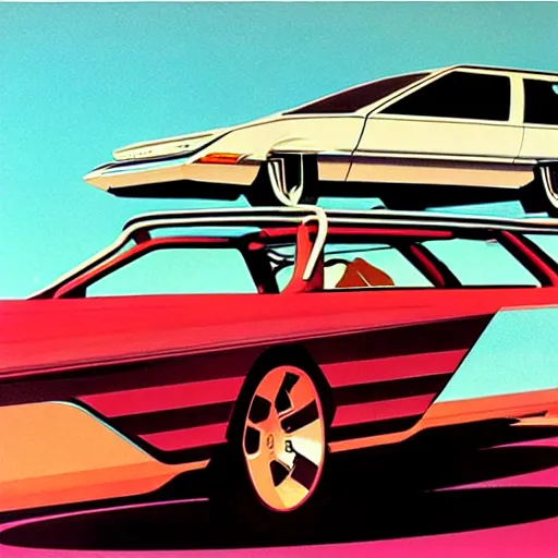 Prompt: concept art for a car with built - in meat smoker, illustrated by syd mead, high quality