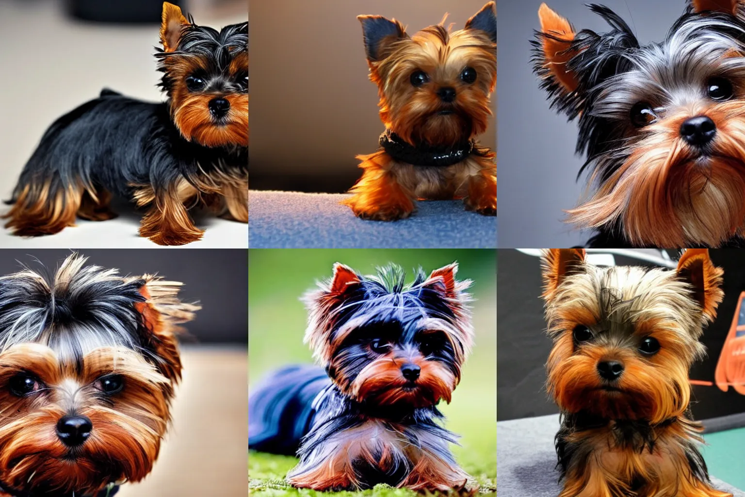 Prompt: Cool, high definition, of a cyber BADASS Yorkshire Terrier