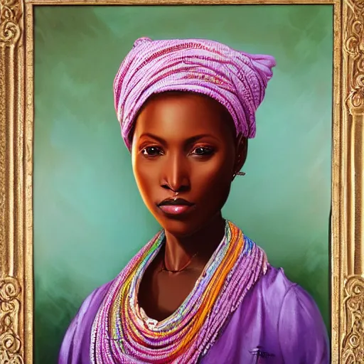 Image similar to portrait of a senegalese woman ( 3 5 ) from senegal, an oil painting by ross tran and thomas kincade