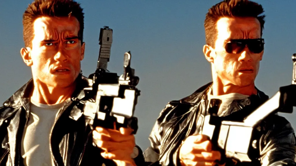 Prompt: Terminator 2 best action scene