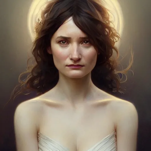 Image similar to beautiful natural Emily Mortimer, intricate, elegant, highly detailed, digital painting, artstation, concept art, smooth, sharp focus, illustration, art by artgerm and greg rutkowski and alphonse mucha and loish and WLOP