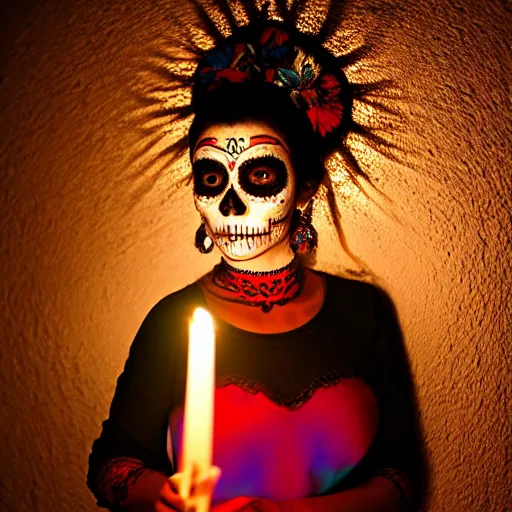 grainy film beautiful Mexican actress in sugar skull | Stable Diffusion ...