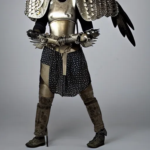 Image similar to photo of a female warrior with metal owl armour