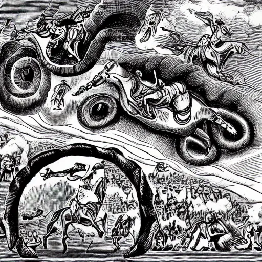 Image similar to erzberg rodeo race in a 7 circles of hell by dante, epic art, super detailed