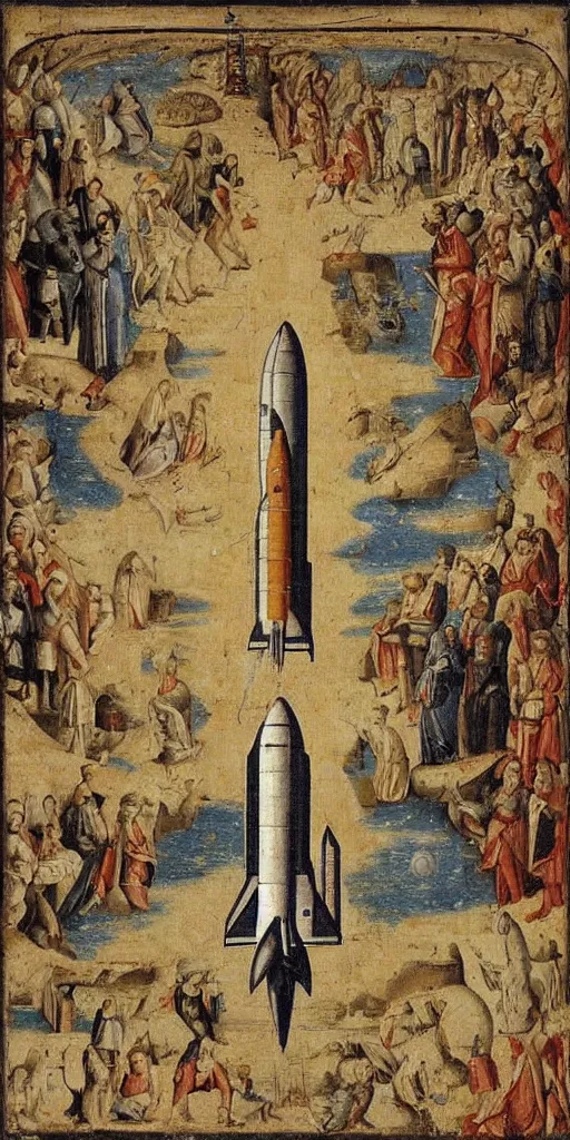 Image similar to the space shuttle launch in medieval art