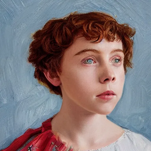 Prompt: sophia lillis, head and shoulders portrait, extremely detailed masterpiece, one single continues line.