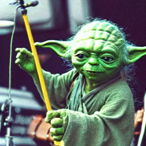 Image similar to yoda performing at woodstock