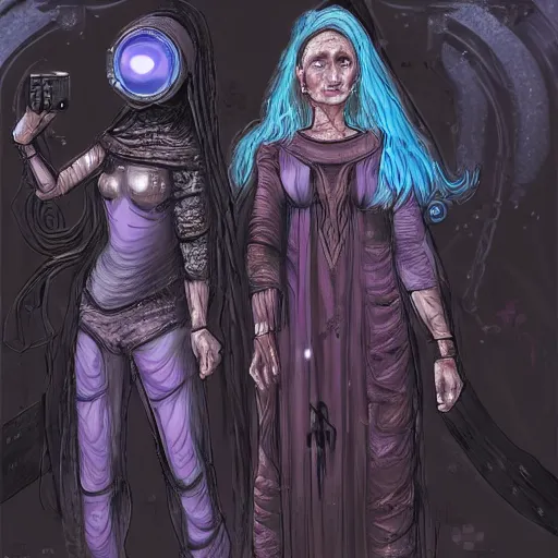 Image similar to mother maiden and crone, cyberpunk themed art, sci - fi concept art