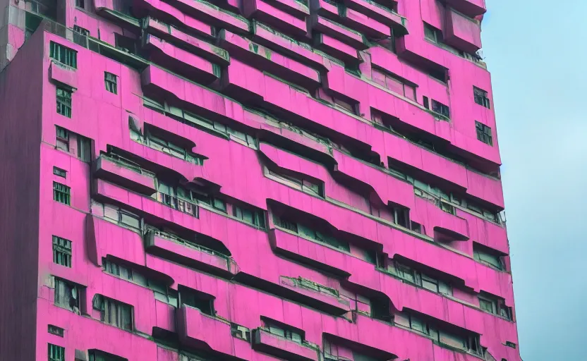 Image similar to pink brutalist building in the style of Blade Runner 2048