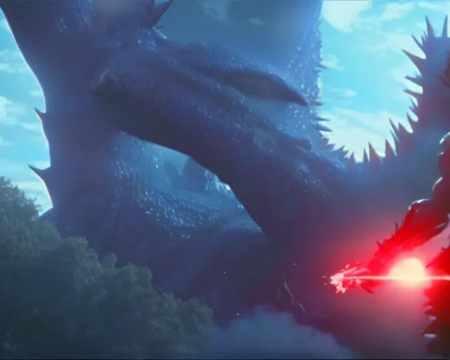 Image similar to evangelion vs godzilla, 3 d octane render, unreal engine, hyperrealistic, as coherent as dall - e 2