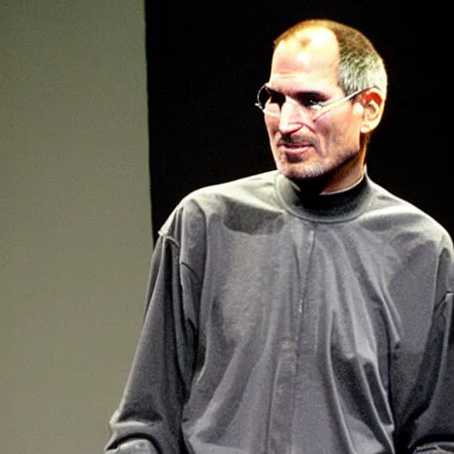 Image similar to Steve Jobs demos failed product iTopHat (2007) looks ridiculous on his head HDR Getty