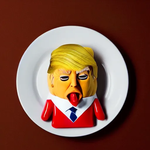 Image similar to Donald Trump anthropomorphic omelette, food photography