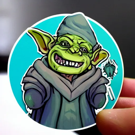 Image similar to cute d & d goblin wizard character sticker