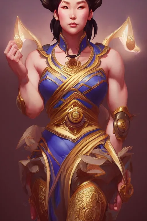 Image similar to beautiful chun li, full body shot, d & d, fantasy, intricate, elegant, highly detailed, digital painting, artstation, concept art, matte, sharp focus, illustration, hearthstone, art by artgerm and greg rutkowski and alphonse mucha