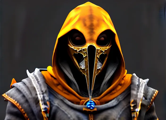 Prompt: hooded skull, with mortal kombat subzero style facemask, stylized stl, 3 d render, activision blizzard style, hearthstone style, crash bandicoot artstyle