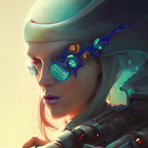 Image similar to a portrait of a beautiful cybernetic hippie, cyberpunk concept art by pete mohrbacher and wlop and artgerm and josan gonzales, digital art, highly detailed, intricate, sci-fi, sharp focus, Trending on Artstation HQ, deviantart, unreal engine 5, 4K UHD image