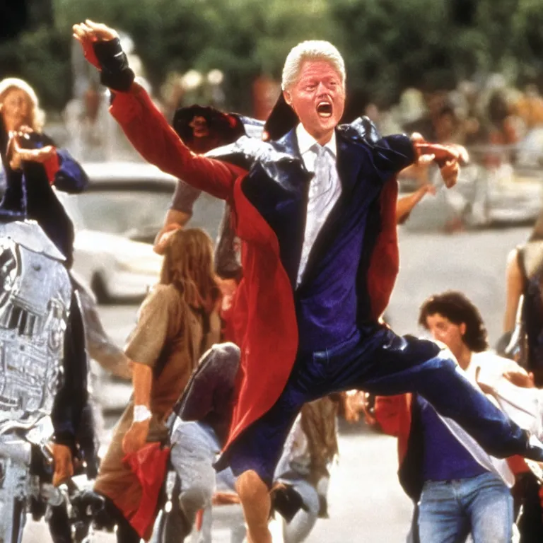 Prompt: Bill Clinton in the movie Bill and Ted's Excellent Adventure , film still