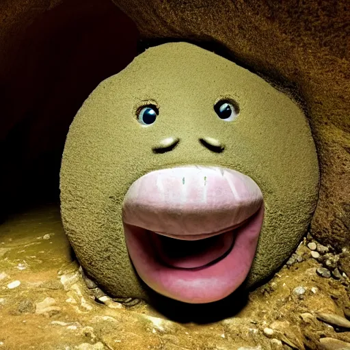 Image similar to smiling creature in a dim cave