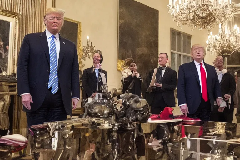 Prompt: Donald Trump aghast at federal agents raiding his Mar-a-Lago home, Highly detailed, Cinematic, balanced, photorealistic, 4k, Realistic, detailed