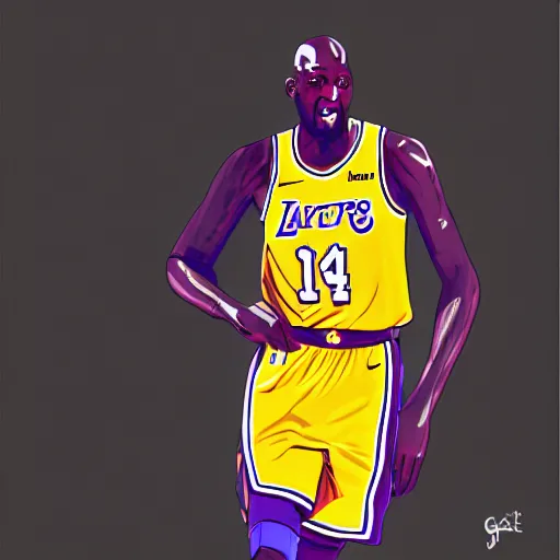 Prompt: Kevin Garnett wearing a Los Angeles Lakers uniform digital art