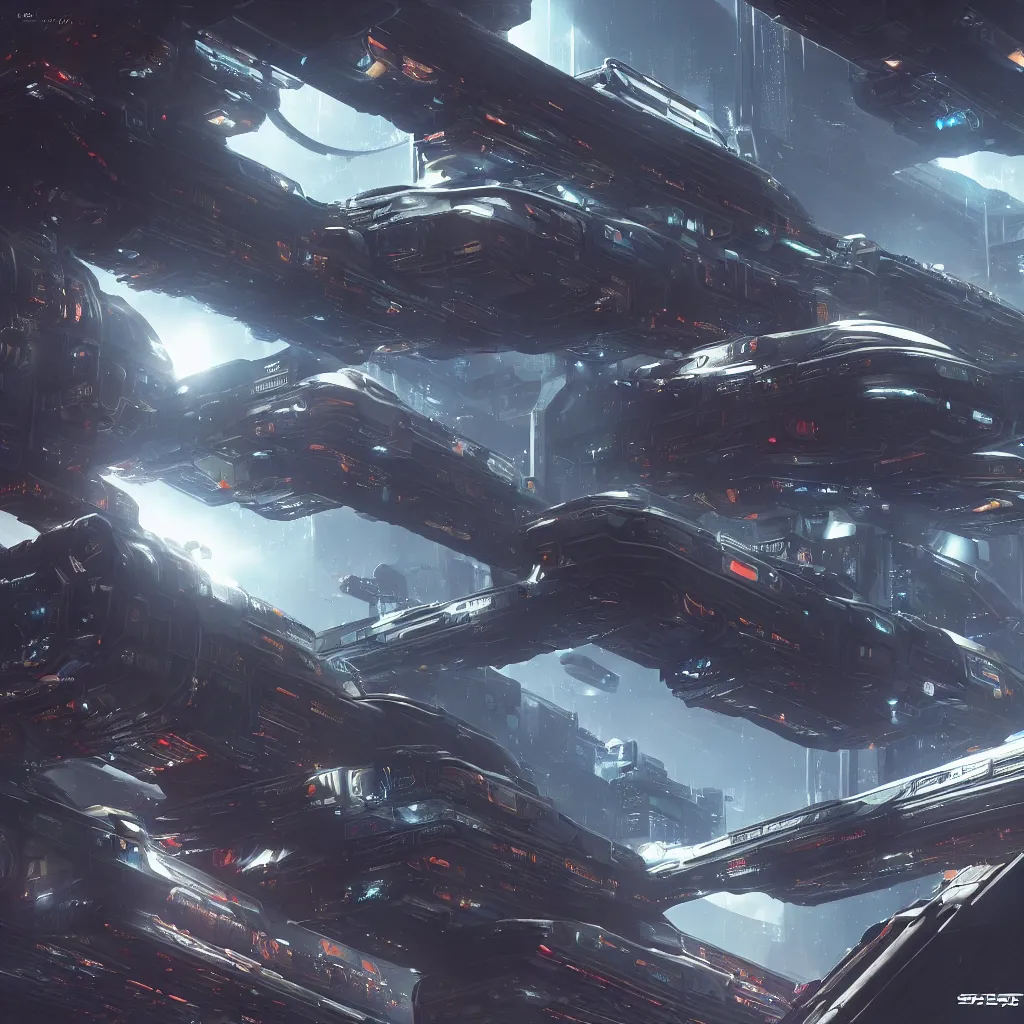 Image similar to Colossal cyberpunk space station viewed from the outside in the style of Star Citizen, Highly Detailed, Trending on Art Station