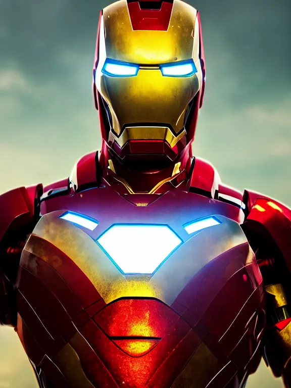 Prompt: portrait art of Ironman 8k ultra realistic , lens flare, atmosphere, glow, detailed,intricate, full of colour, cinematic lighting, trending on artstation, 4k, hyperrealistic, focused, extreme details,unreal engine 5, cinematic, masterpiece