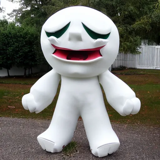 Image similar to giant mascot made of porcelain