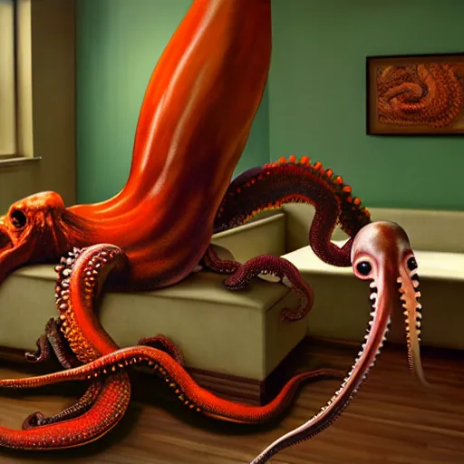 Prompt: hyperrealism photography in araki nobuyoshi dramatic scene from movie the big lebowski style computer simulation visualisation of detailed octopus riding eating human octopus in the detailed ukrainian village