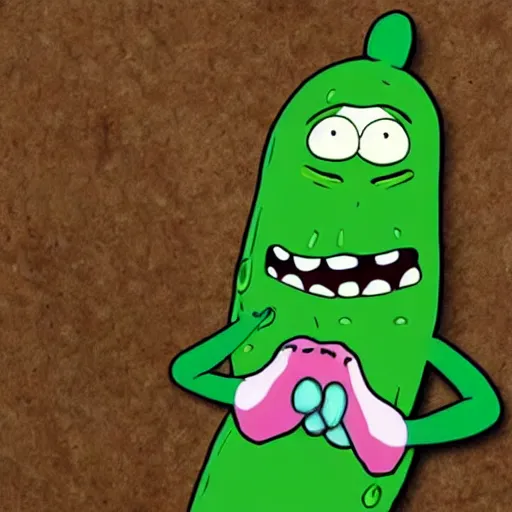 Prompt: Pickle Rick, I´m not a cow, I am a pickle