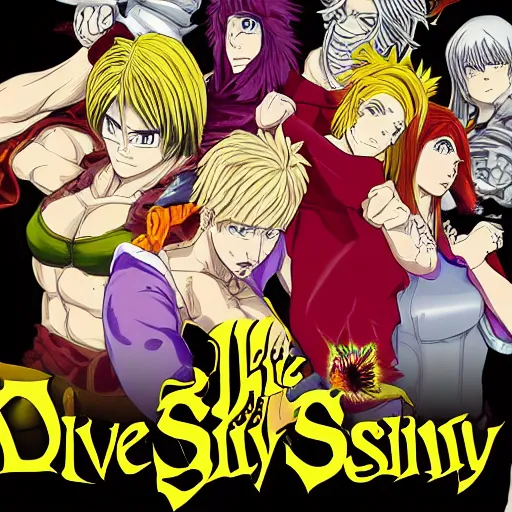 Image similar to the seven deadly sins posing for their album cover, very detailed, bland colors, award winning digital art