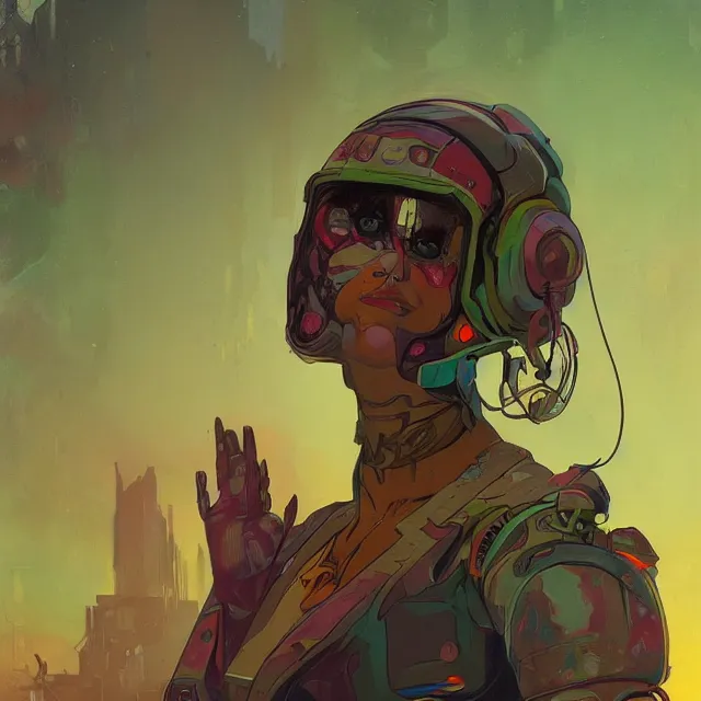 Prompt: a beautiful portrait painting of a ( ( cyberpunk ) ) girl by simon stalenhag and pascal blanche! and alphonse mucha! and nekro!!. in style of digital art. colorful comic, film noirs!, symmetry, hyper detailed. octane render. trending on artstation