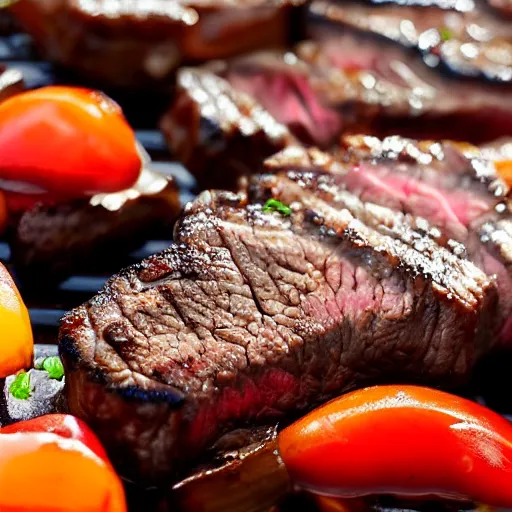 Prompt: Steak sizzling on a barbecue, closeup, ultra high detail