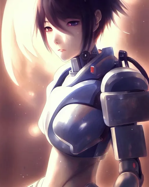 Image similar to portrait Anime Girl in mecha armor in night tokyo Sharp fine face pretty face, realistic shaded Perfect face, fine details. Anime. cyberpunk realistic shaded lighting by katsuhiro otomo ghost-in-the-shell, magali villeneuve, artgerm, rutkowski Jeremy Lipkin and Giuseppe Dangelico Pino and Michael Garmash and Rob Rey