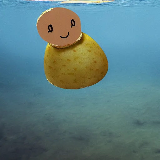 Prompt: a drowning potato