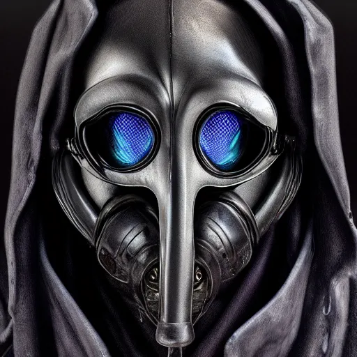 Prompt: cybernetic plague doctor 8 k hyperrealism decaying