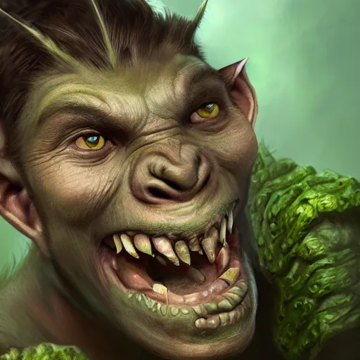 Image similar to a detailed portrait of a child orc boy, fantasy art illustration, incredibly highly detailed and realistic, 8 k, sharp focus
