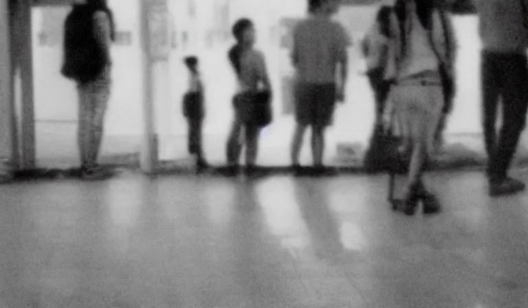 Image similar to A Filipino girl waits for a train, 35mm film, by Gregg Araki