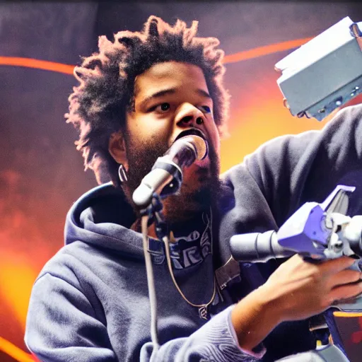 Prompt: picture of capital steez freeing the robots