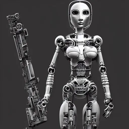 Image similar to a robot with long hair standing in front of a black background, cyberpunk art by ed binkley, featured on zbrush central, pop surrealism, zbrush, sci - fi, daz 3 d