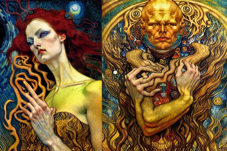 Image similar to Divine Chaos Engine by Karol Bak, Jean Delville, William Blake, Gustav Klimt, and Vincent Van Gogh, symbolist, visionary