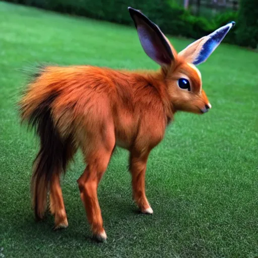 Prompt: a photo of a real life Eevee