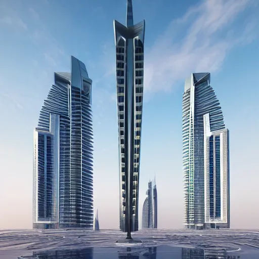 Prompt: futuristic render of new skyscraper in dubai, architecture, avant garde