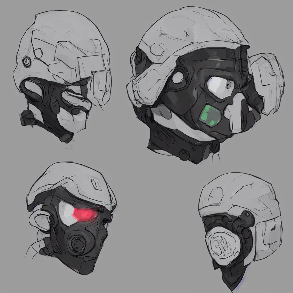 Prompt: face mask view epic nano cyber headgear combat vision helmet highly detailed, digital painting, hyper concept art, crisp sharp focus, simple draft aaa unreal artstation