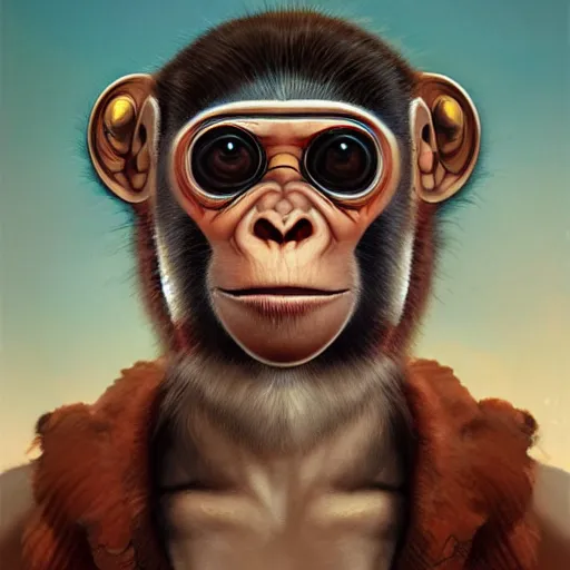 Image similar to biopunk lofi portait of an monkey, Pixar style, by Tristan Eaton Stanley Artgerm and Tom Bagshaw.