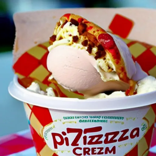 Prompt: pizza-flavored ice cream