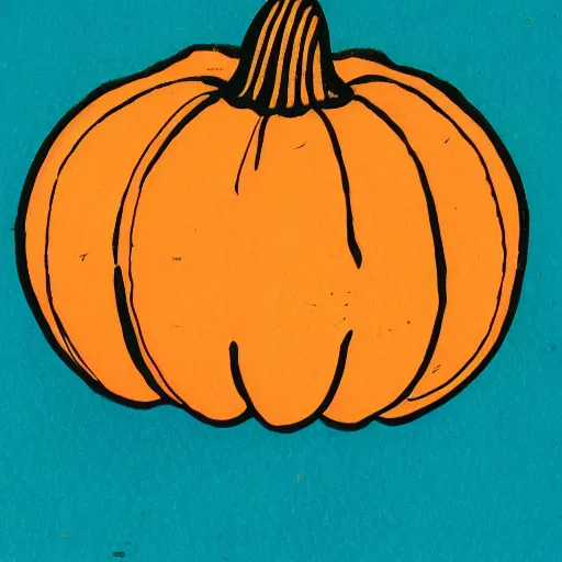 Image similar to a vintage risograph of a pumpkin