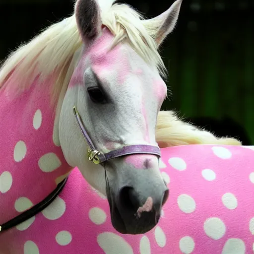 Image similar to a horse with pink dot pattern fur