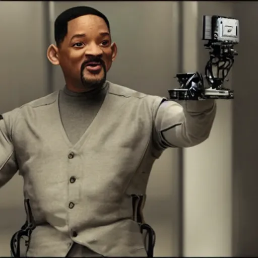 Image similar to automata drawing a picture, will smith, irobot