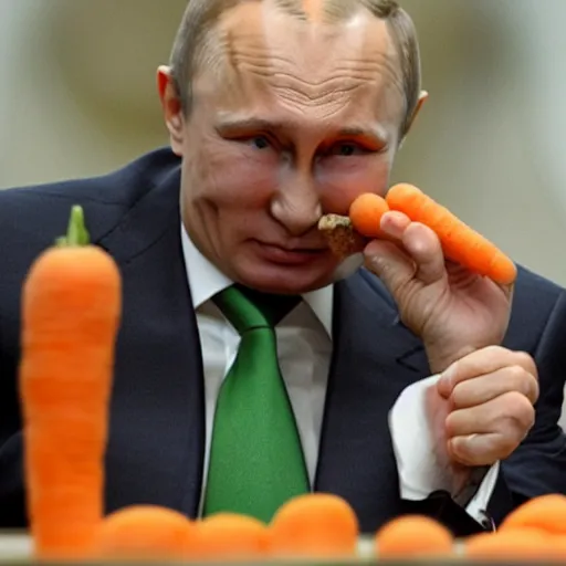 Prompt: putin eating a carrot, but carrot is chesspiece